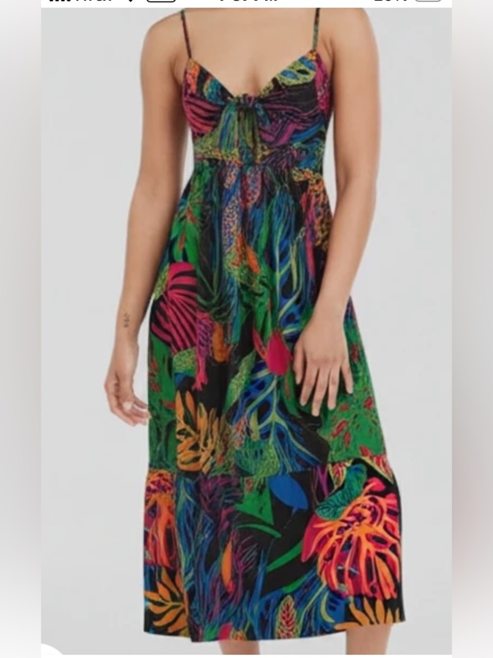 Multicolor Tropical Print Maxi Dress with Spaghetti Straps